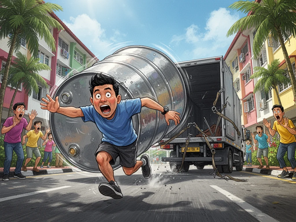 Sengkang Driver Reinvents Logistics by Yeeting Giant Barrels at Sinkies
