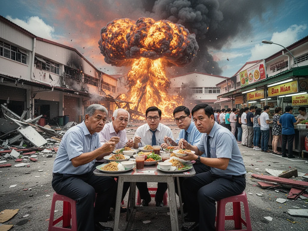 Unfazed Singaporeans Ignore MacPherson Explosions To Finish Caipng Lunch