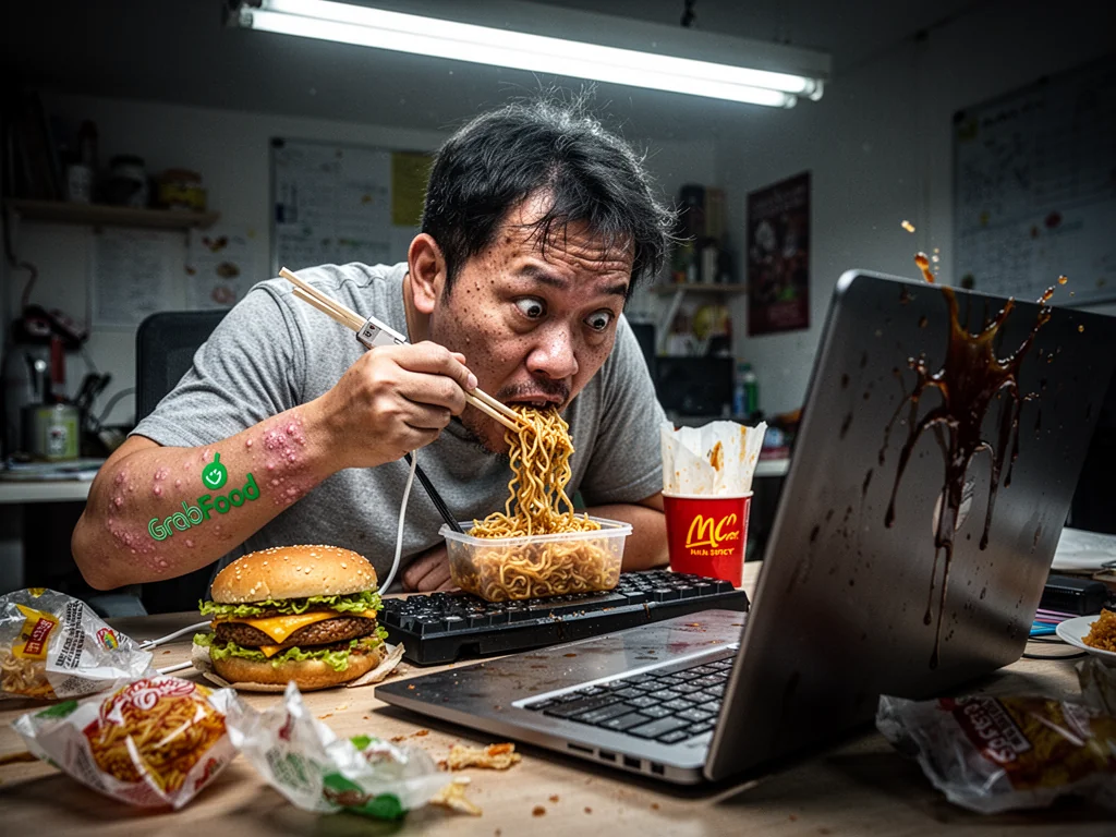 Singapore WFH Slackers Achieve Enlightenment Through Room-Temperature GrabFood Slop