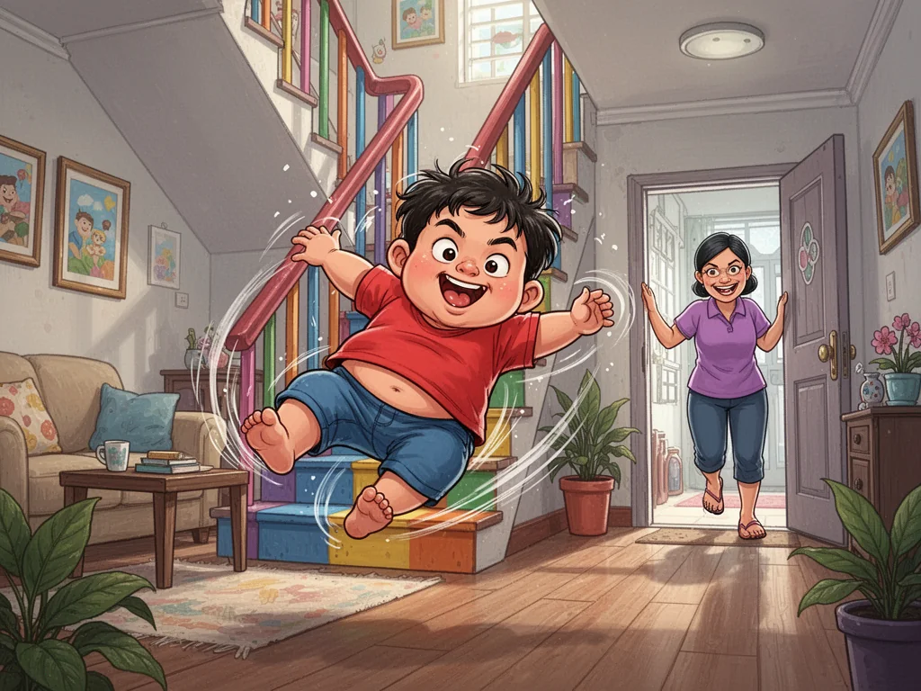 Toddler Discovers Gravity While Helper Sneaks Out To Get Fucking Railed