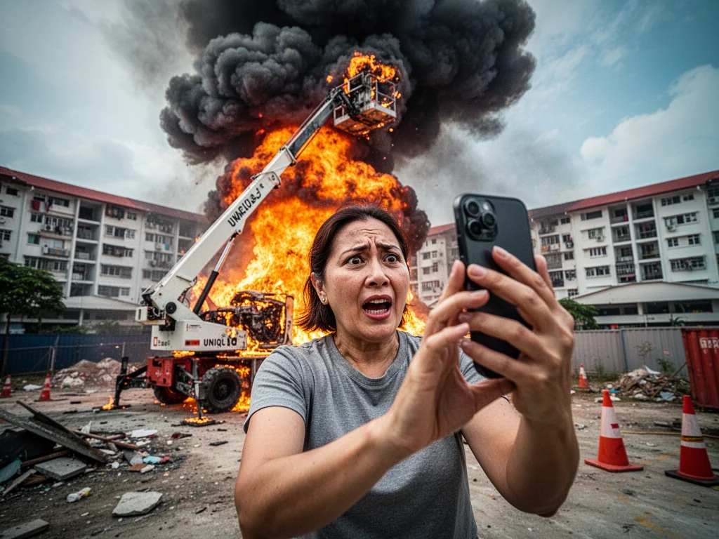 Local Woman Hopes Boom Lift Explosion Looks Good On Camera