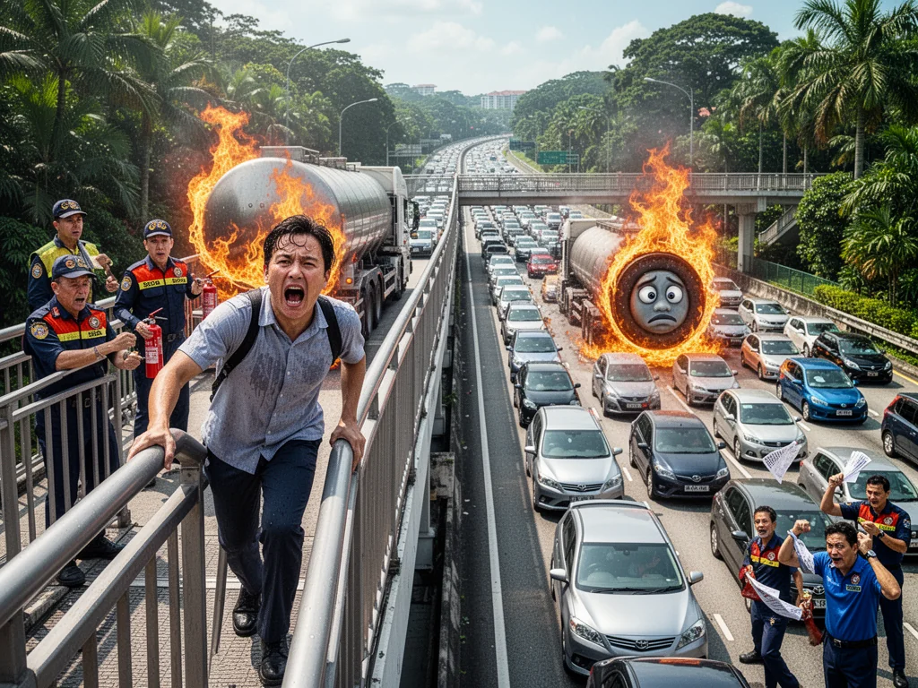 Tanker Wheel Catches Fire To Escape Being In Woodlands