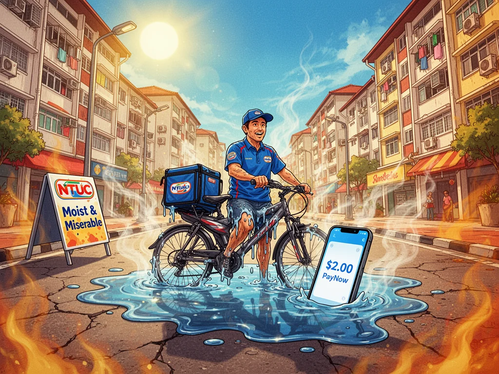 NTUC Launches Insurance Payout Triggered Once Delivery Rider Melts Into Puddle